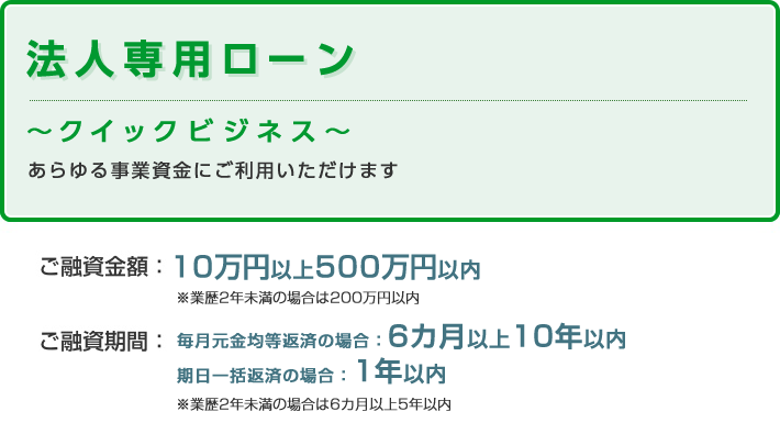 法人専用ローン クイックビジネス