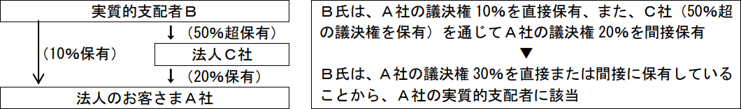 直接または間接に25％を超える議決権を保有する方の例