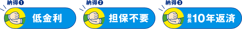 低金利/担保不要/最長10年返済