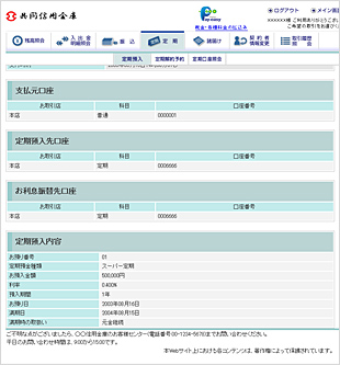 定期口座開設完了画面