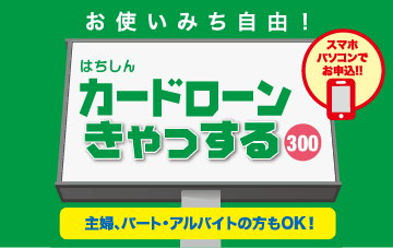 はちしんカードローン きゃっする300