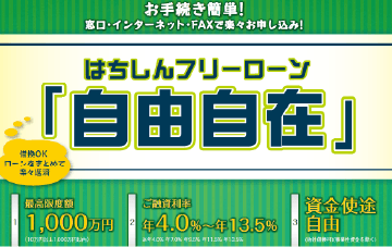 はちしんフリーローン「自由自在」