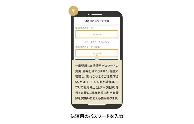 決済用のパスワードを入力