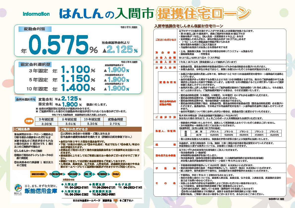 入間市提携住宅ローンのご案内