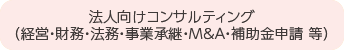 法人向けコンサルティング （経営・財務・法務・事業承継・Ｍ＆Ａ 等）