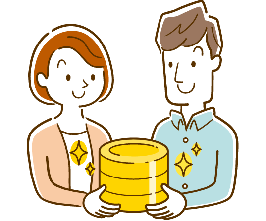 夫婦がお金を持っているイラスト