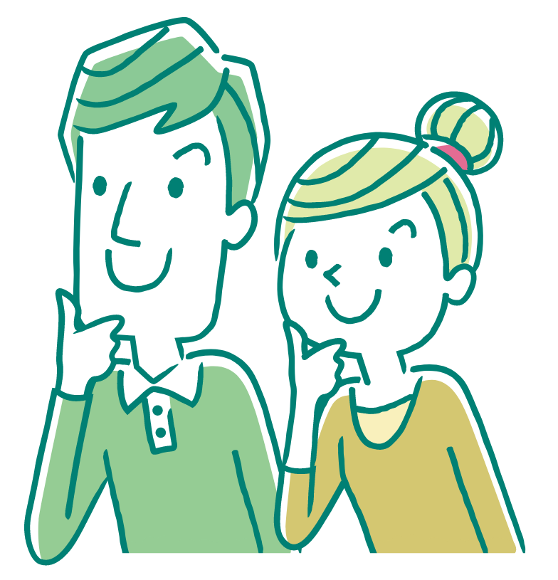 夫婦が検討しているイラスト