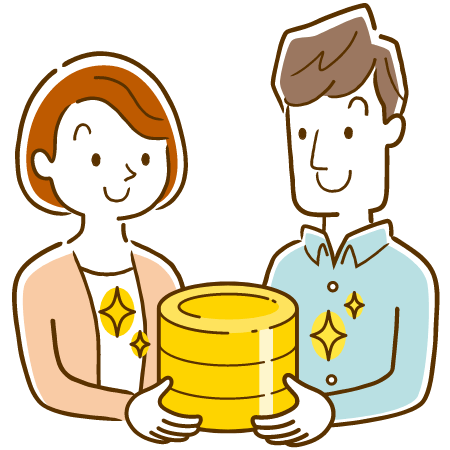 夫婦がお金を持っているイラスト