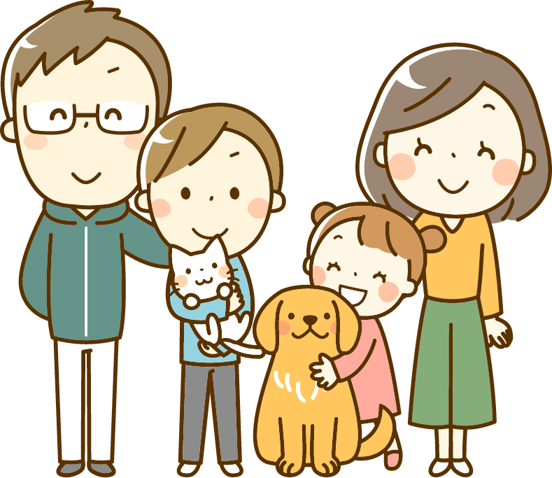 家族が並んでいるイラスト