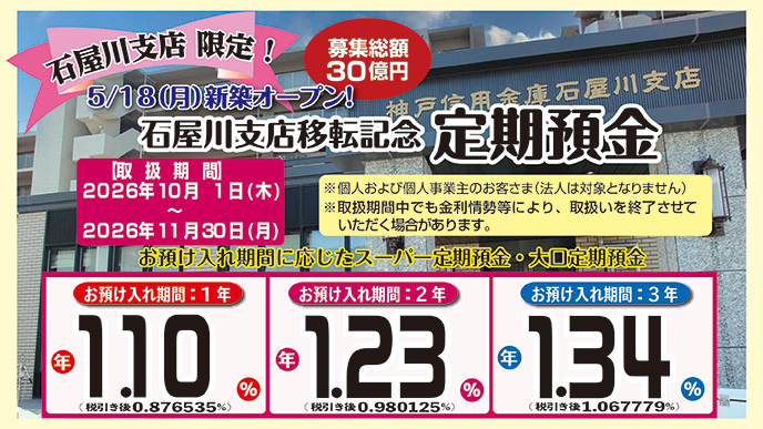 石屋川支店移転記念「定期預金」
