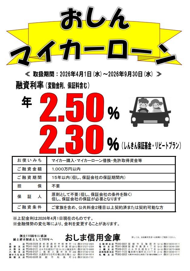 おしんマイカーローン