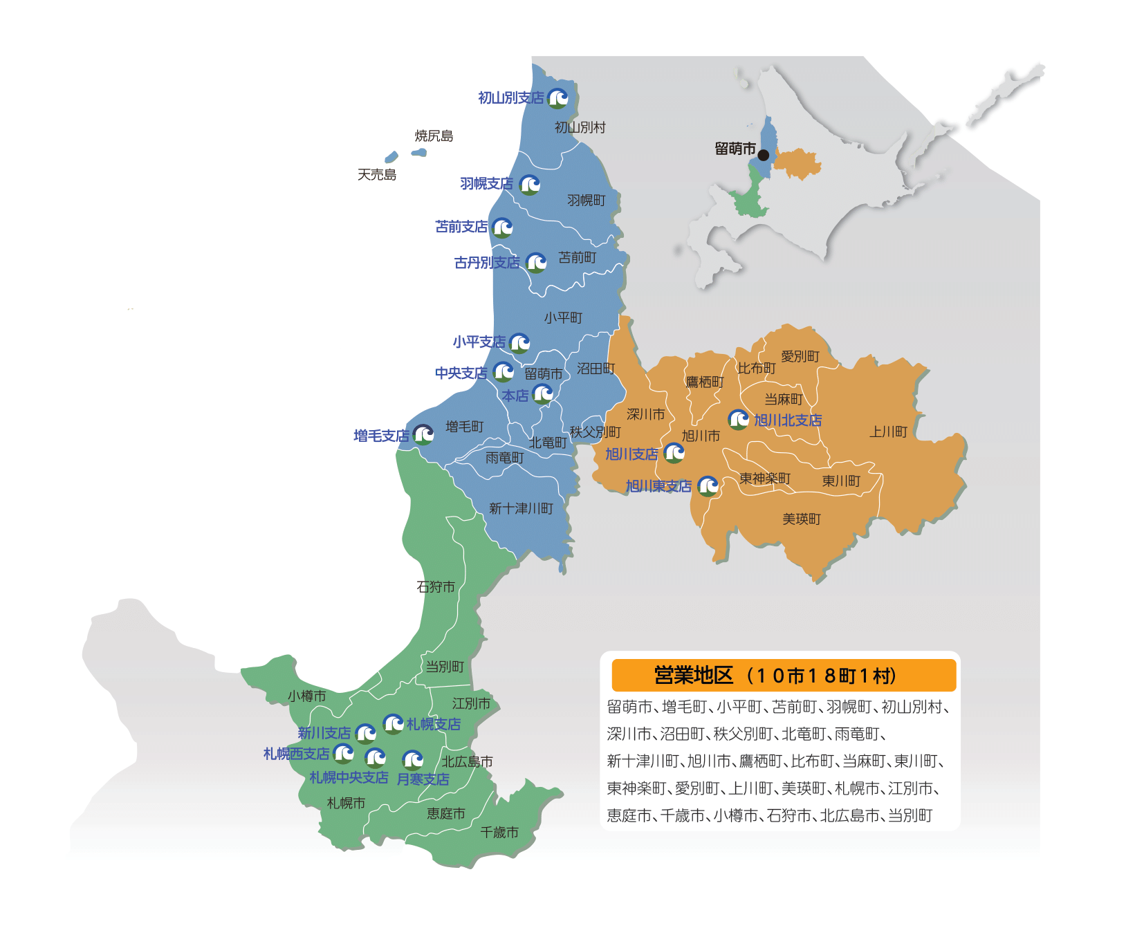 留萌信金営業区域
