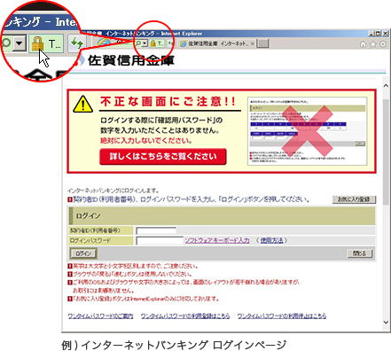 例)インターネットバンキング ログインページ