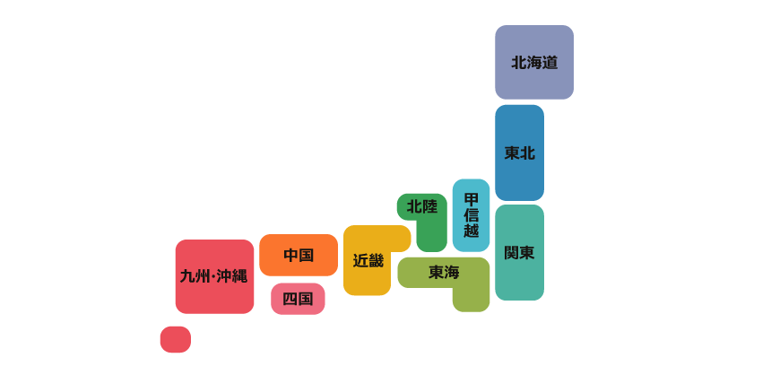 日本地図からお住まいの地区を選択