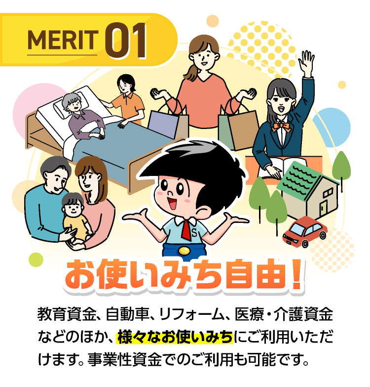 メリット1 お使いみち自由！