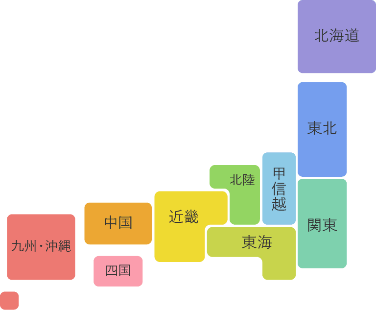 アプリ起動後、日本地図からお住まいの地区を選択