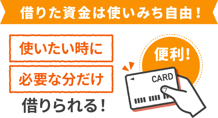 借りた資金は使いみち自由！使いたい時に必要な分だけ借りられる！