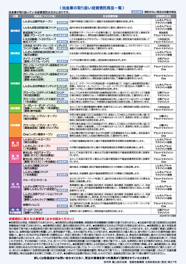 「とみしん資産形成おうえん定期」裏面