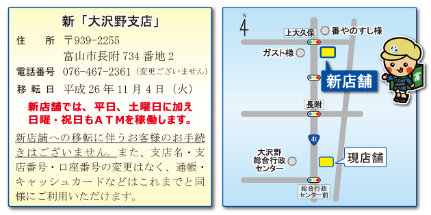 新「大沢野支店」地図