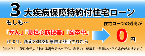 ３大疾病保障特約付住宅ローン