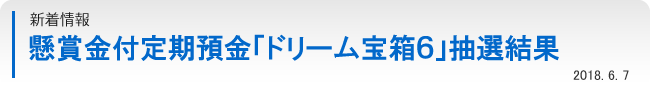 懸賞金付定期預金「ドリーム宝箱６」抽選結果