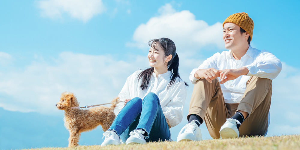 カップルと愛犬