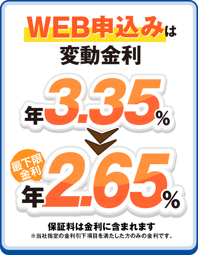 WEB完結型なら金利は一律
