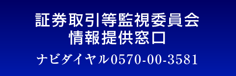 証券取引等監視委員会情報提供窓口「ナビダイヤル 0570-00-3581」